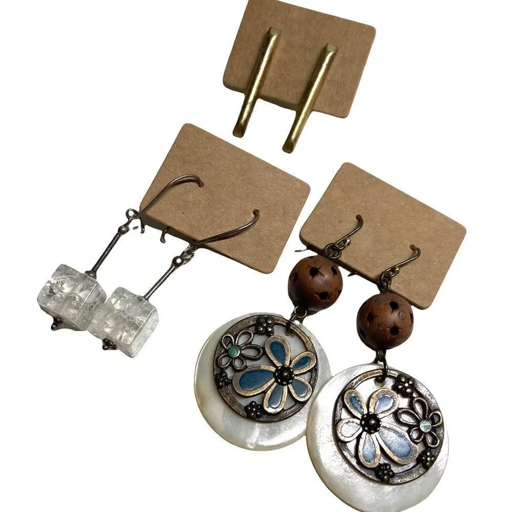 Fashionable Stud and Drop Earrings Bundle/Lot 3 Pairs